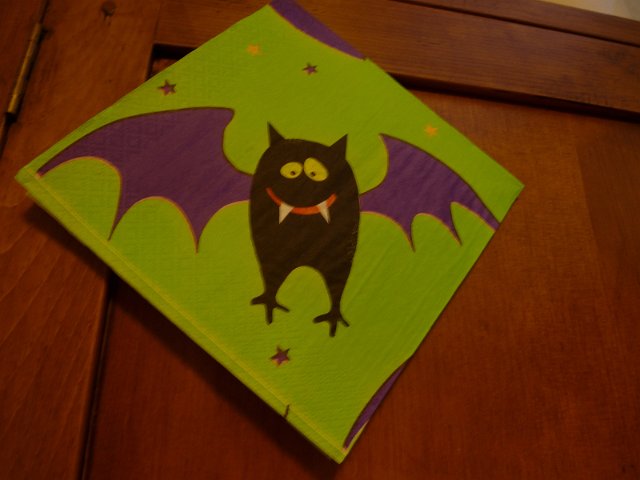 Comic Halloween bat decoration with a scary ferocious little cartoon bat with outspread wings and fangs