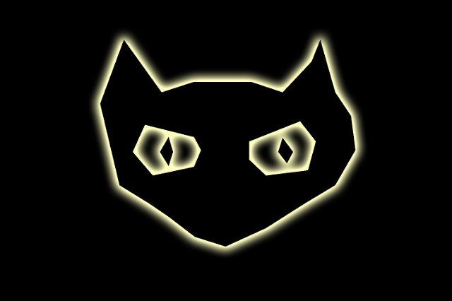 creepy cat face with glowing edges