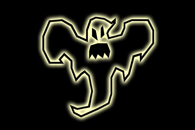 ghost clipart with teeth and glowing edges