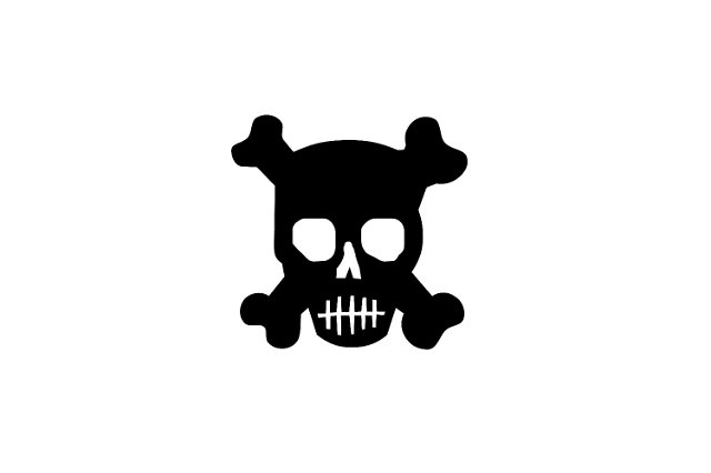 black skull illustration on white background