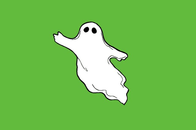 white ghost clipart on green background
