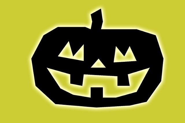 pumpkin lantern clipart with glowing edges on green background
