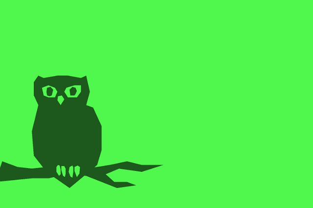 clipart of an owl sat on a branch in green