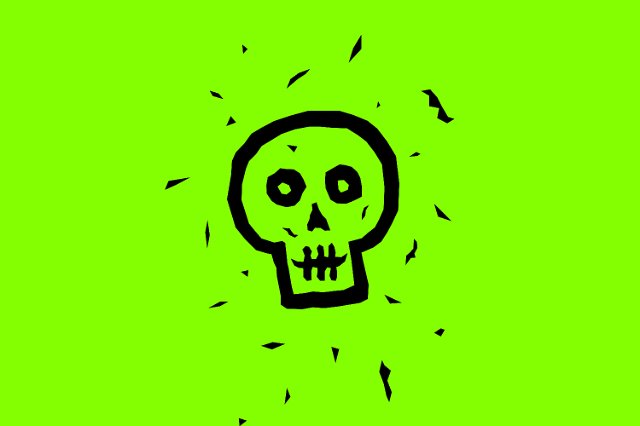 shocked skull logo on green