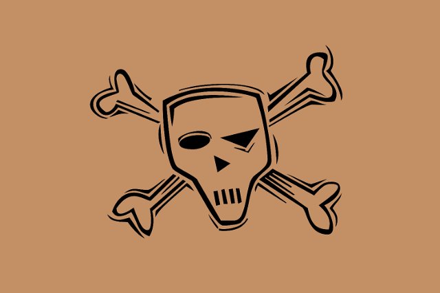 winking skull on tan backdrop