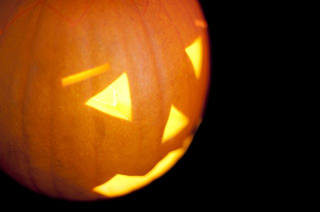 close up on a halloween jackolantern