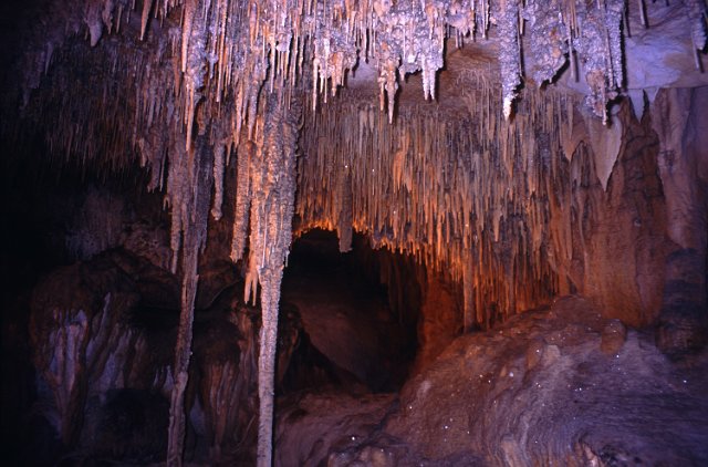 caves with stalactites and stalagmites